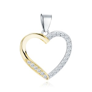 Pandantiv argint inima cu pietre placat partial cu aur galben DiAmanti Z1716CGR-DIA (Argint 925‰ 1,5 g.)
